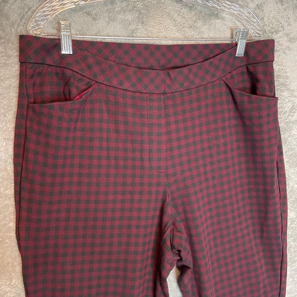 J Jill Women Slim Leg Ponte Pull On Pant XL Gingham Check Stretch Office Chic